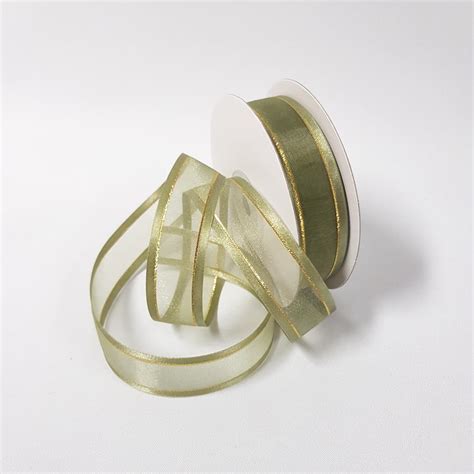 Organza Satin Edge Ribbon Gold Thread Mm Old Willow Desflora