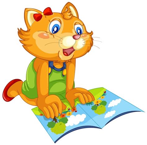 Free Vector | A cat reading book