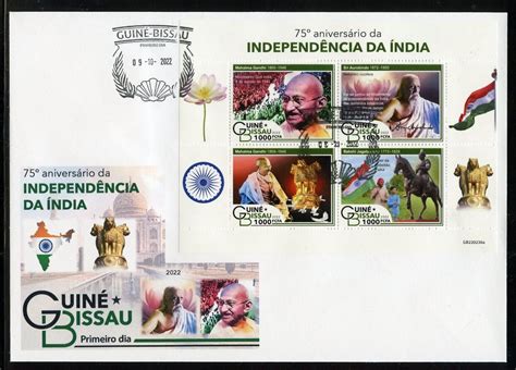 Guinea Bissau Th Independence India W Gandhi Sheet First Day