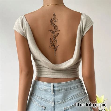 Tatuaje De La Columna Vertebral Del Follaje Tatuaje Temporal Etsy