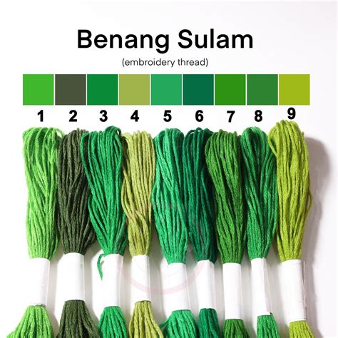 Jual Benang Menyulam Benang Kerajinan Tangan Variasi Warna Hijau