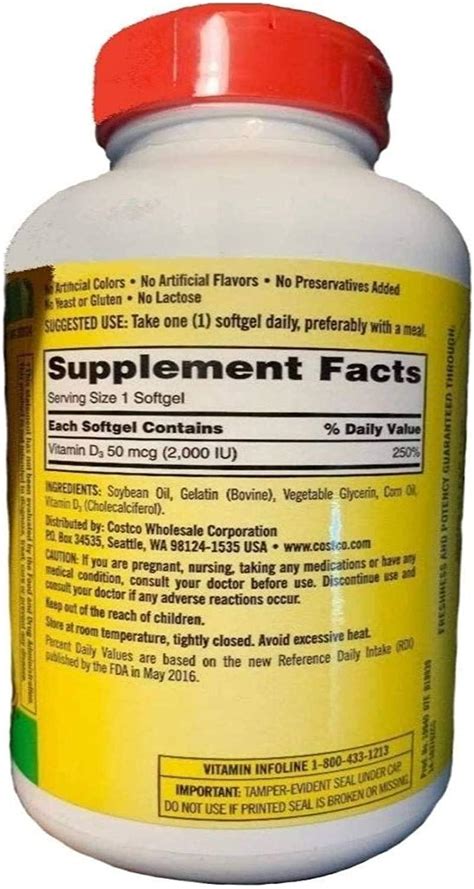 Kirkland Signature Maximum Strength Vitamin D3 2000 Iu 600 Softgels