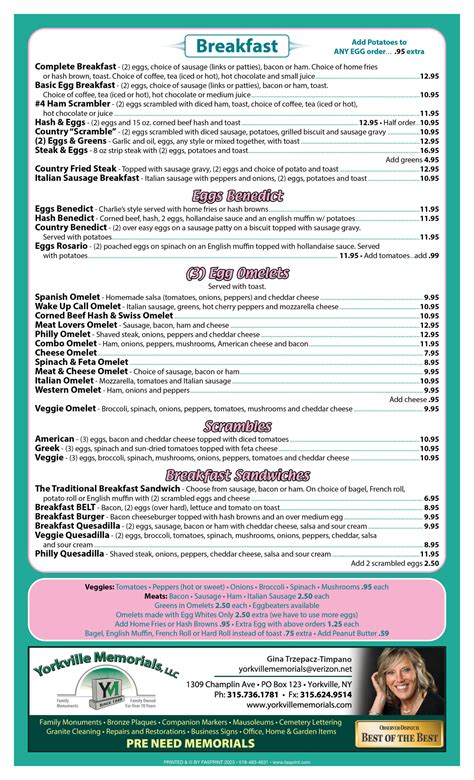 Charlie S Place Fasprint Menus