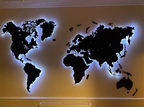 Metal World Map Laser Cut - Etsy