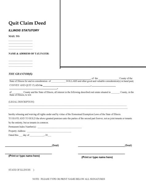 Illinois Quit Claim Deed Form Deed Forms Deed Forms