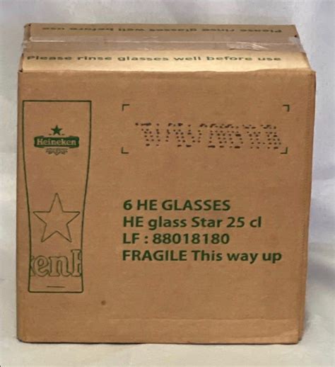 Heineken Embossed Star Glasses 25cl Box Of 6 Furniture And Home Living Kitchenware