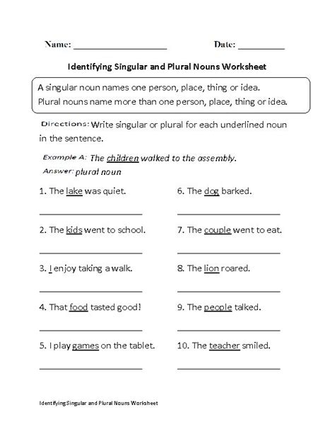 Identifying Singular And Plural Nouns Worksheet Part 1 Beginner