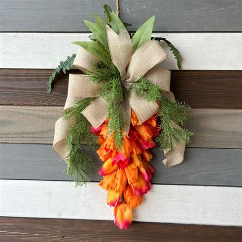 Easter Spring Carrot Bunny Rabbit Burlap Wreath Or Door Hanger Etsy