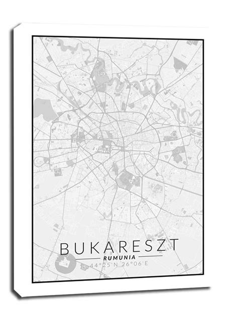 Obraz Na P Tnie Galeria Plakatu Bukareszt Mapa Czarno Bia A X