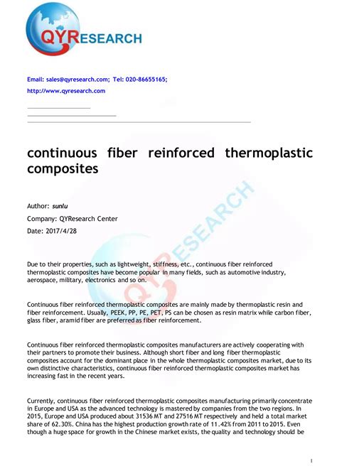 Continuous Fiber Reinforced Thermoplastic Composites Pdf