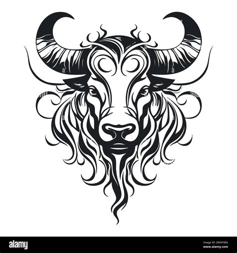 Vector Graphic Illustration Of A Stylized Bull S Head Front View Stock