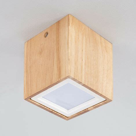 Plafonnier Led Bois W Sigurd Downlight Blanc Chaud K