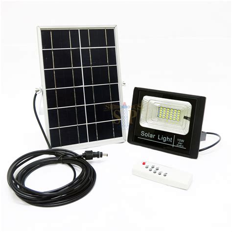 E Ten Jd W Smd Solar Led Flood Light Black C W Solar Panel