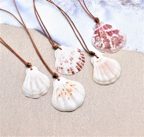 Sea Shell On A 20 Inch Leather Necklaces Natural Shells Etsy