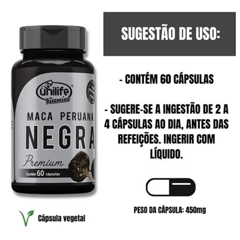 3x Maca Peruana Negra 450mg 60 Cápsulas Fórmula Importada Unilife