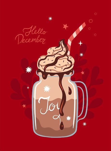 Premium Vector Postcard With Winter Holiday Hot Drink Vector Graphics
