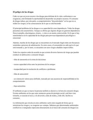 El Peligro De Las Drogas PDF