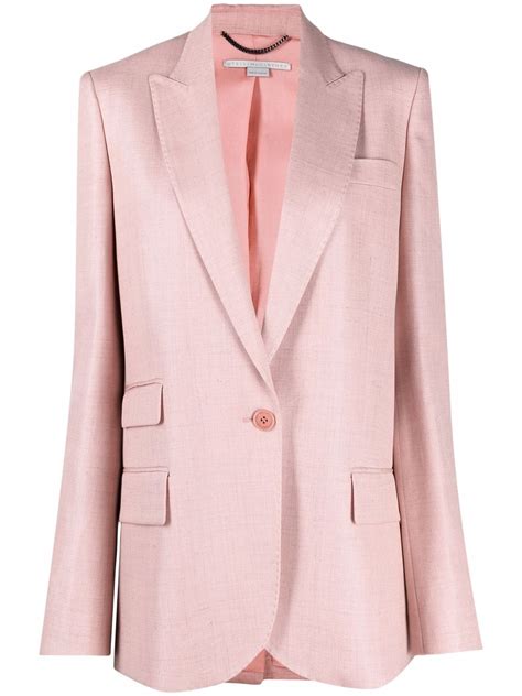 Stella Mccartney Single Breasted Peak Lapel Blazer In Black Modesens