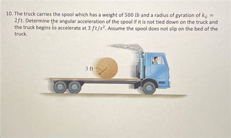 Solved 10 The Truck Carries The Spool Which Has A Weight Of