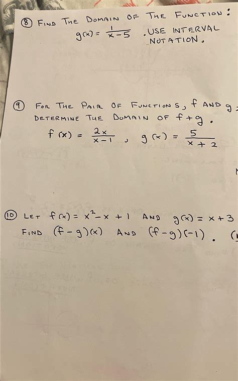 Solved 8 ﻿find The Domain Of The Function G X 1x 5 ﻿use