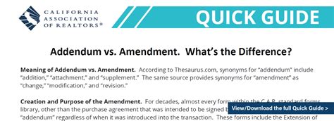 Addendum Vs Amendment