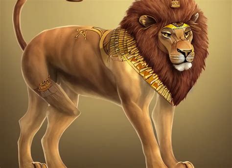 Fullbody Egyptian Lion Character Design Of An Egyptian Stable