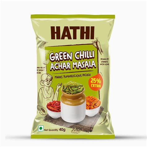 Hathi Spicy Green Chilli Achar Masala Packaging Type Pouch Packaging