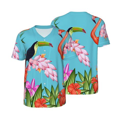 Gaeub Tropical Jungle Flamingo Mens Basketball Short Sleeves Beach