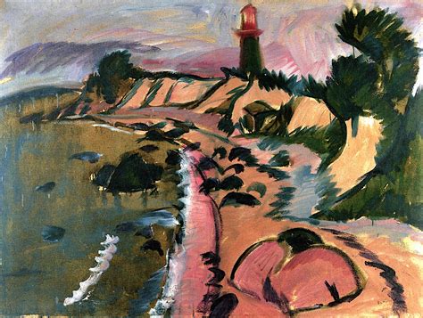 Fehmarn Coast With Lighthouse Painting Ernst Ludwig Kirchner Oil