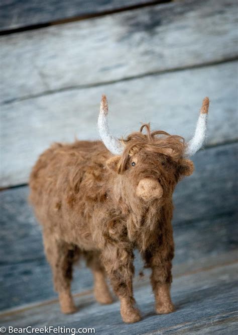 Felt Cow Sculpture Needle Felted Scottish Highlander Etsy Needle