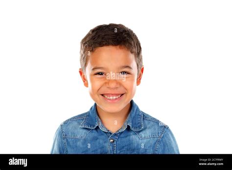 Happy Latin Child Looking At Camera Isolated On A White Background