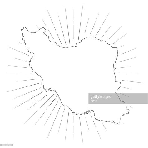 Iran Map With Sunbeams On White Background High Res Vector Graphic