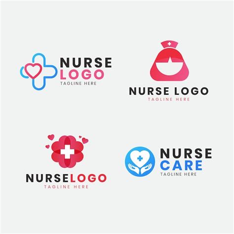 Colección De Plantillas De Logotipos De Enfermeras Planas Vector Gratis