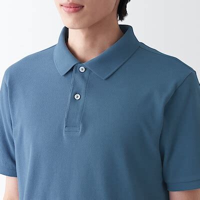 ÁO POLO VẢI PIQUE WASHED NAM XL XANH DƯƠNG MUJI