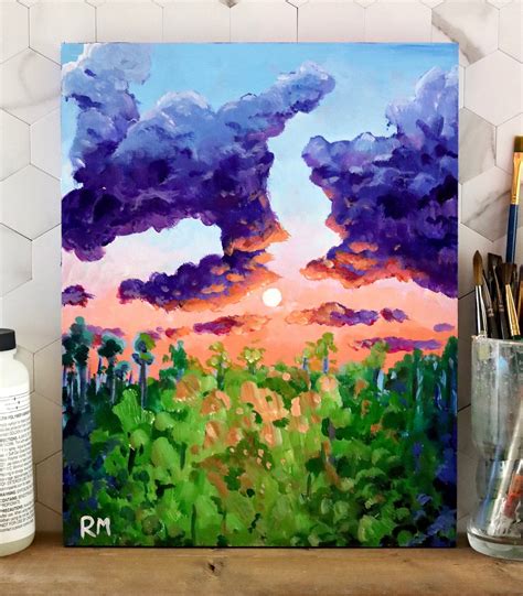 My latest painting, a sunset over a Florida pine forest! : r/painting