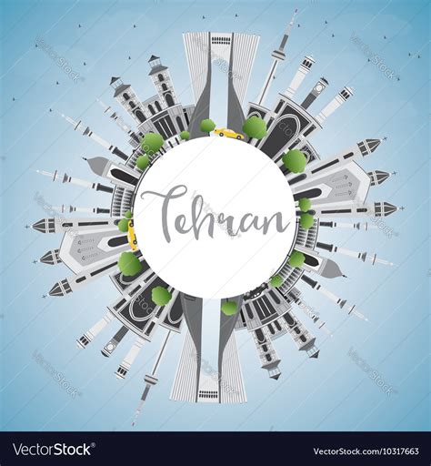 Tehran Skyline With Gray Landmarks Royalty Free Vector Image