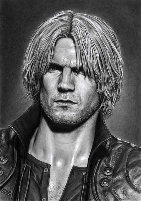 Dante Devil May Cry Black And White Pencil Portrait Devil May Cry