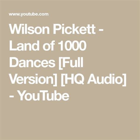 Wilson Pickett Land Of Dances Full Version Hq Audio