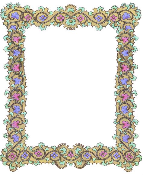 an ornate frame with pink, blue and green flowers