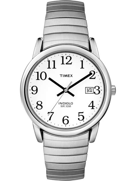 Timex Timex Mens Easy Reader Date 35mm Silver Tone Stainless Steel Expansion Band Watch