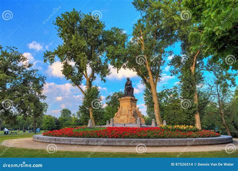 The Statue Of Joost Van Den Vondel Unveiled In 1867, Designed By Sculptor Louis Royer And ...