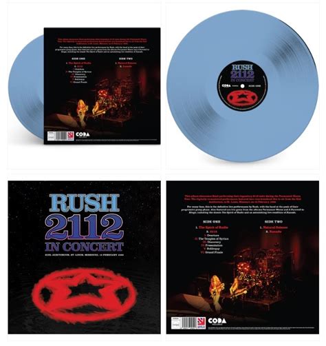 Rush 2112 In Concert Limited Edition Blue Vinyl