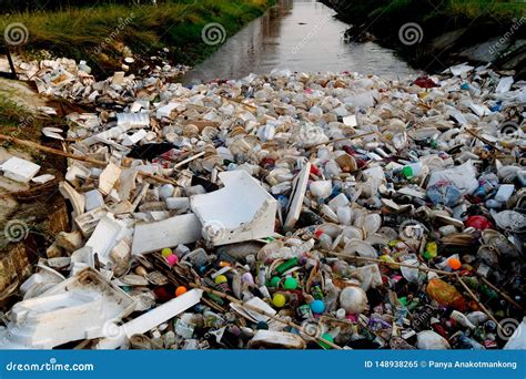 Plastic Garbage In The River Pollution And Environment In The Water