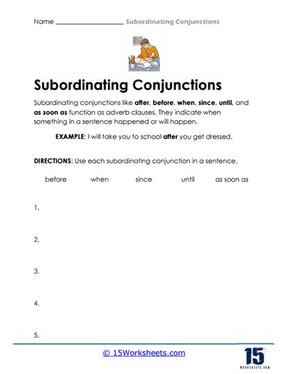 Subordinating Conjunctions Worksheets 15