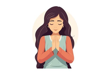 Premium Vector Cute Indian Girl Praying To God Vector Illustration