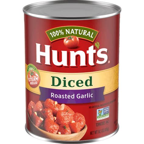 Hunts Diced Tomatoes With Roasted Garlic 145 Oz Diced Tomatoes