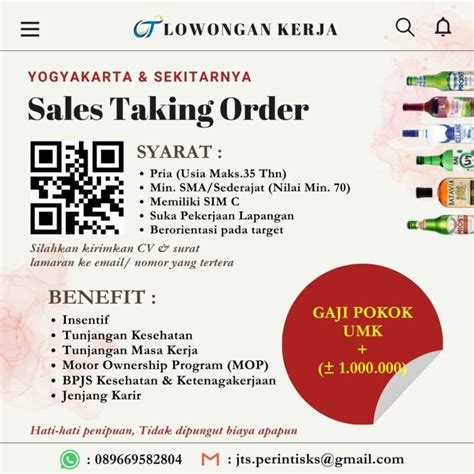 Lowongan Kerja Sales Taking Order Di Pt Perintis Karya Sentosa Orang