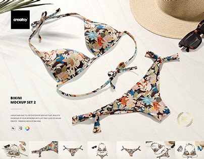 Side Tie Bikini Mockup Set Behance