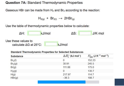 Solved Question 7a Standard Thermodynamic Properties