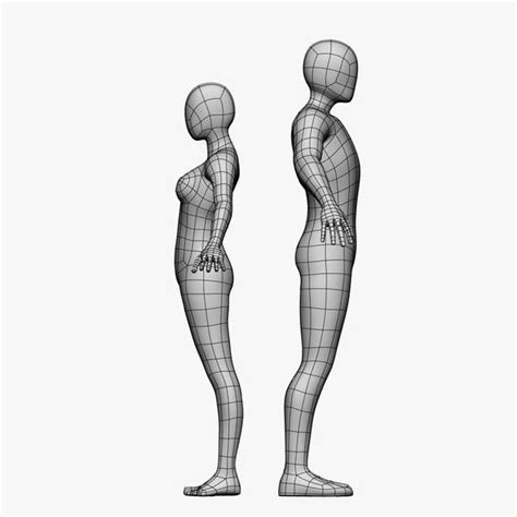 Female Male 3d Model 3d Model Topology Character Modeling